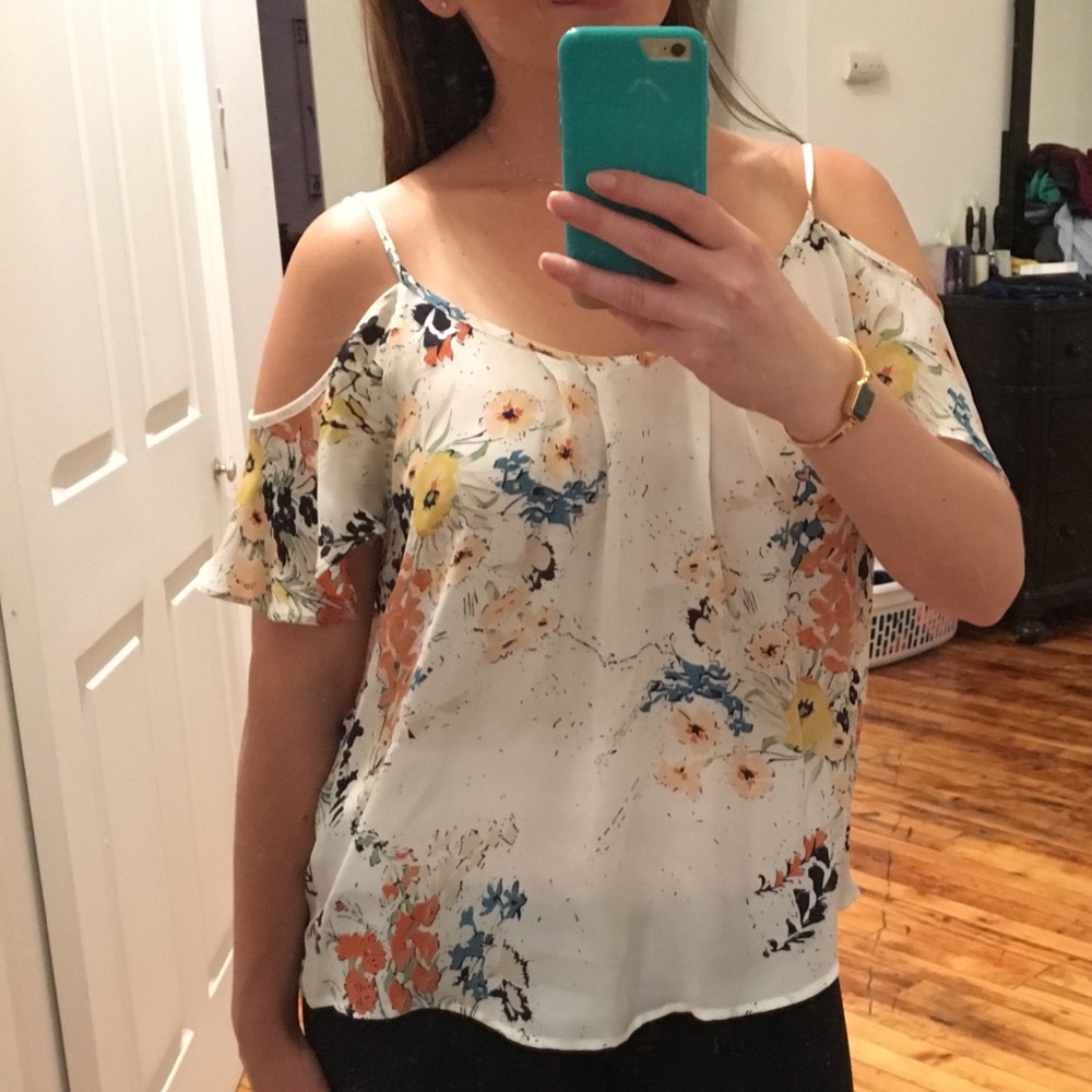 Joie Cold Shoulder Floral Top Size Medium
